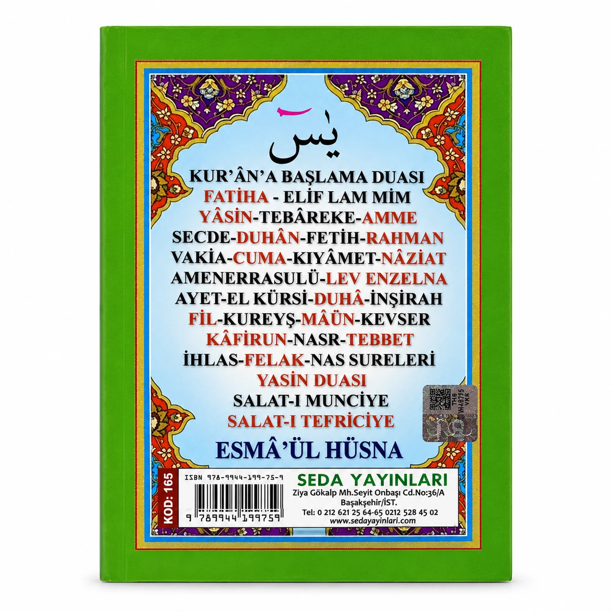 Çanta Boy Arapça İri Yazılı Yasin-i Şerif