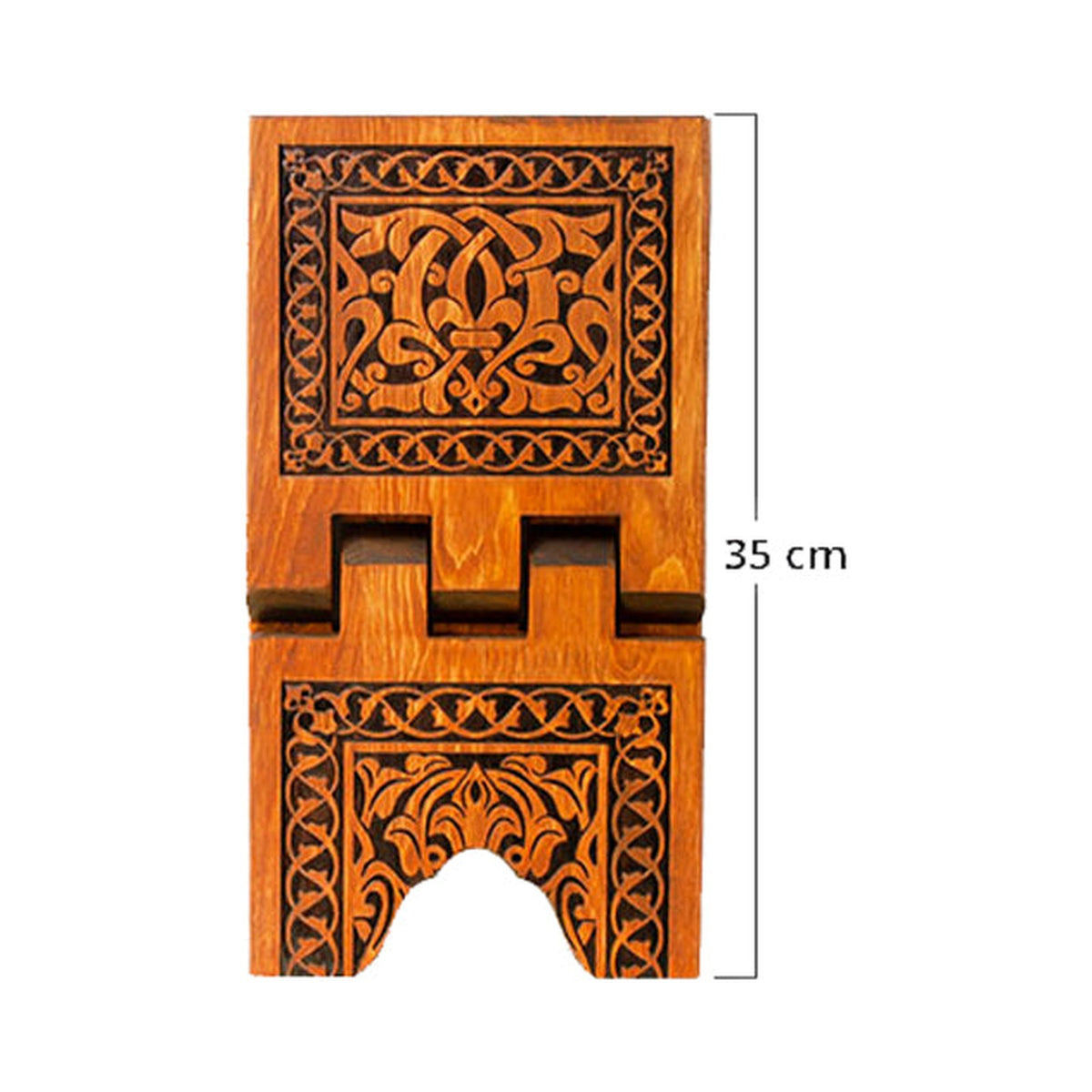 Selçuklu Yakma Desenli Ahşap Rahle – Mini (18,5x35 cm)