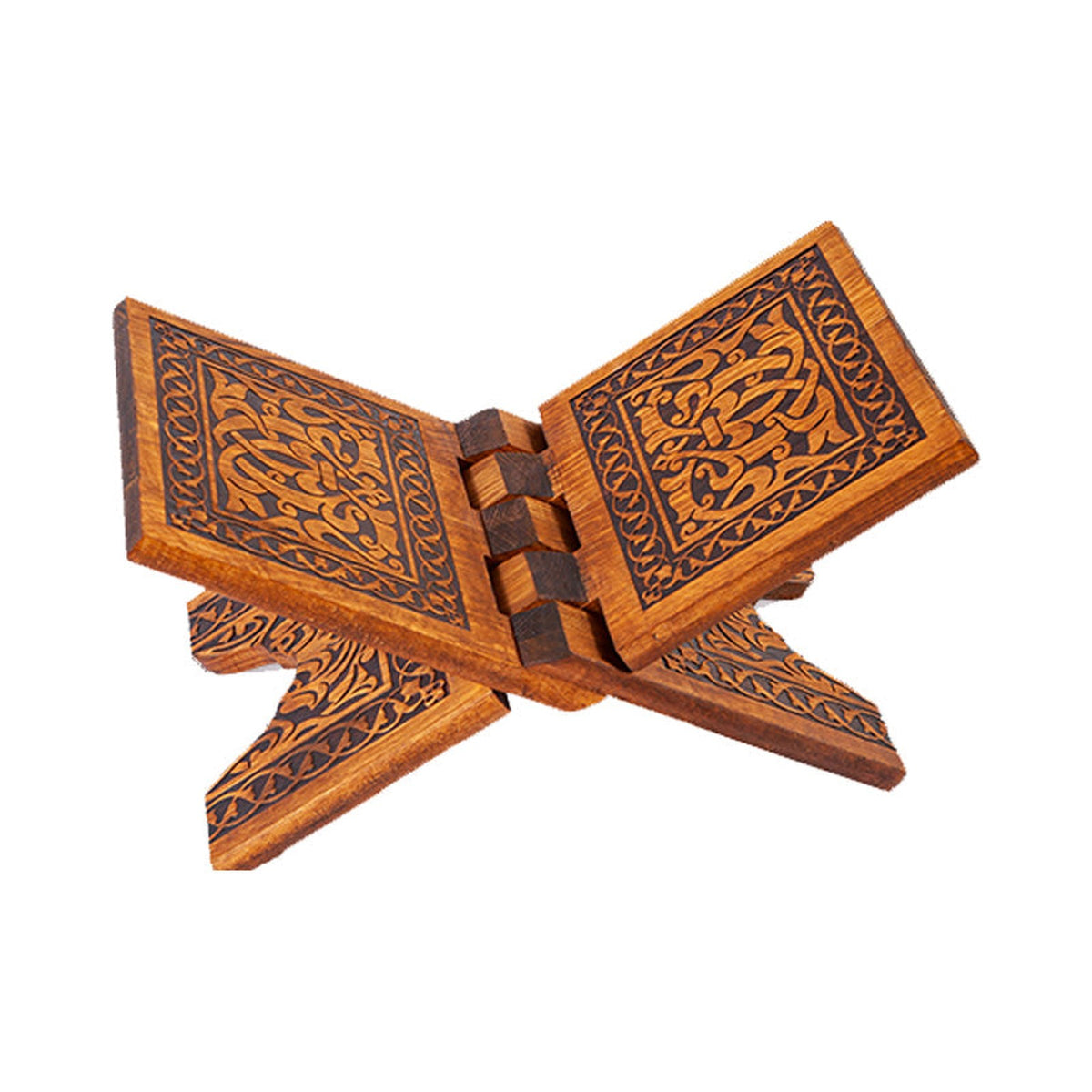 Selçuklu Yakma Desenli Ahşap Rahle – Mini (18,5x35 cm)