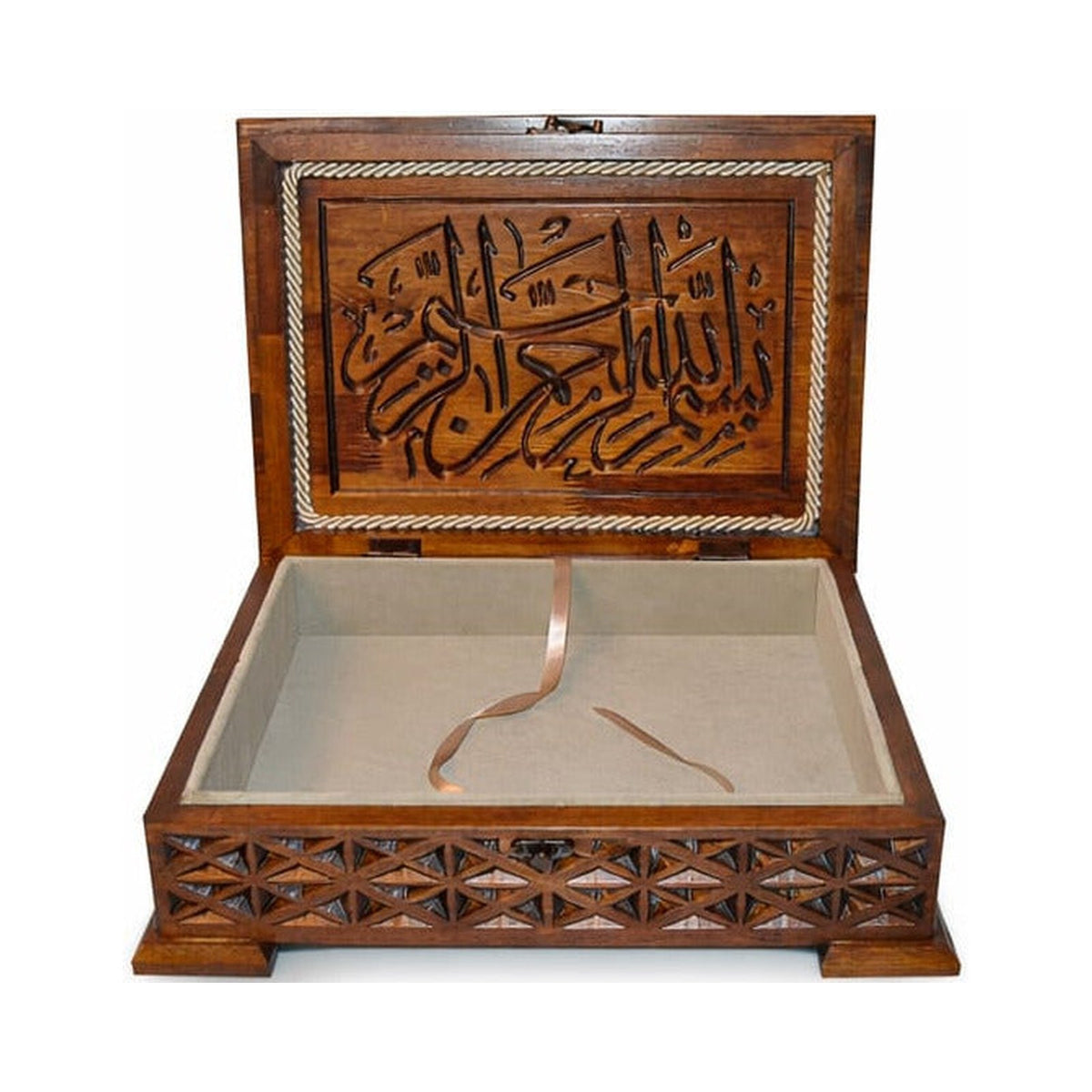 Ahşap Oymalı Kur'an-ı Kerim Kutusu – Rahle Boy (22x30 cm)