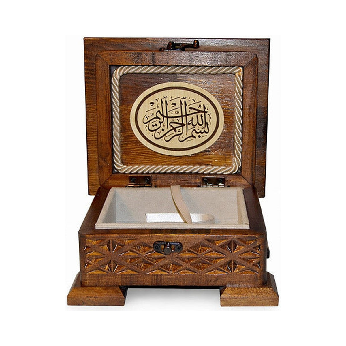 Ahşap Oymalı Kur'an-ı Kerim Kutusu – Cep Boy (13,5x10 cm)