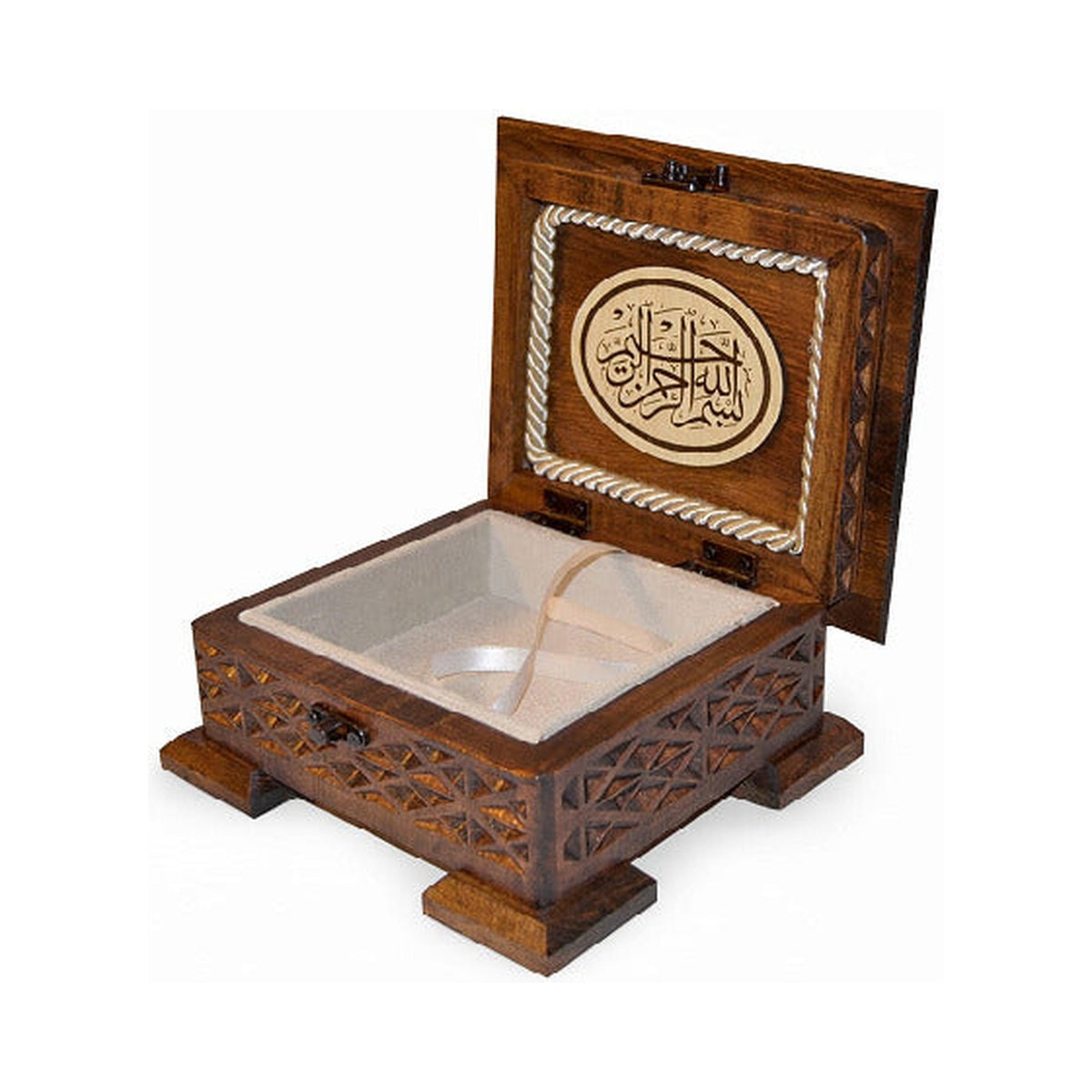 Ahşap Oymalı Kur'an-ı Kerim Kutusu – Cep Boy (13,5x10 cm)
